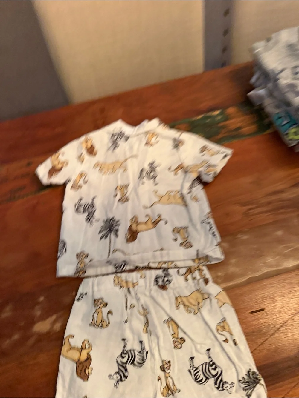 H&M White Safari Print Two-Piece Shirt & Shorts Set